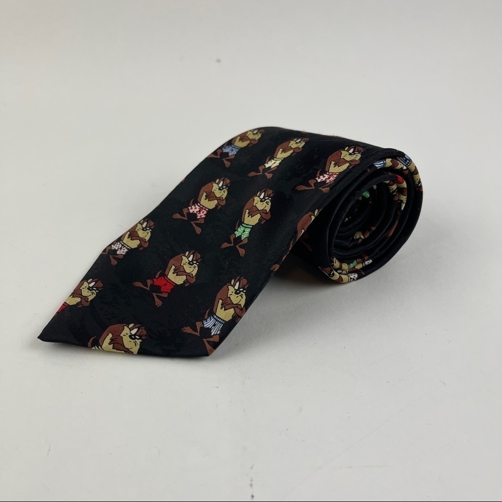 Looney Tunes Vintage Tie Mens Black Tazmanian Devil 1997 Warner Bros